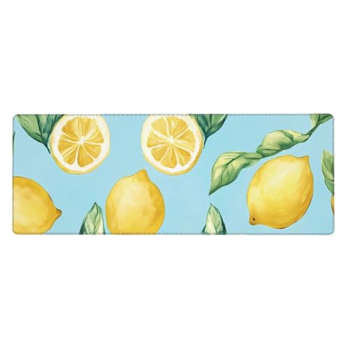 Grand tapis de souris feuilles de citron 80x30cm en caoutchouc pour bureau