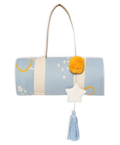 Image of Mi Arcus 100% Cotton Knitted Lightweight Soft Printed All Weather Blanket 2-6 Y -Blue