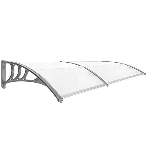 PrimeMatik - Tejadillo de protección 200x80cm Marquesina para Puertas y Ventanas Gris