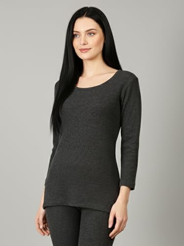 Image of Lux Cozi HEATEK Women's Ultra Soft Cotton 3 /4th Sleeves Thermal Top | Enhanced Flexibility | Deep Neck Ideal for Layering | Pack of 1