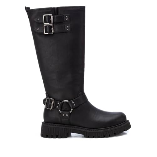 XTI - Botas Moteras Mujer Negro - Calzado Cómodo y Versátil - Moda casual - Modelo 14293701 (Talla 40)