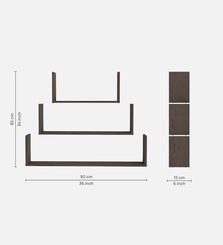 Image of Kite Multipurpose Modular Wall Racks /Shelves /Organiser /Decor Particle Board Wall Shelf (Number of Shelves - 3, Brown)