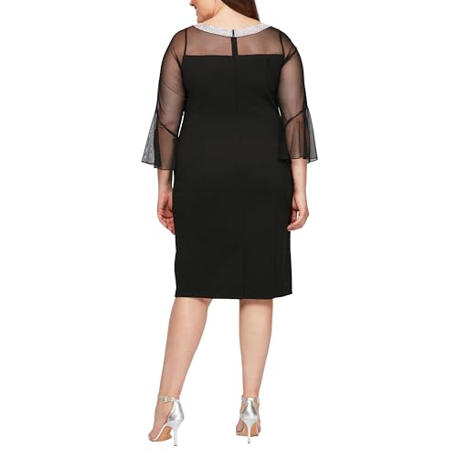 Image of Alex Evenings Womens Plus Size Short Shift Dress with Embellished Illusion Detail
