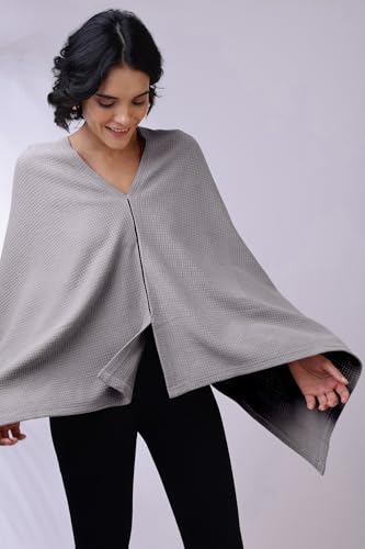 Image of Zelena Cotton Bamboo Blend Premium Nursing Cover for Breastfeeding | Breastfeeding Cover for Mothers | Feeding Shawl for Mother | Feeding Cloth | Breathable Nursing Covers | Poncho for Mom (Grey)