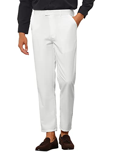 Lars Amadeus Cropped Dress Pants for Men's Solid Color Flat Front Business Prom Tapered Trousers