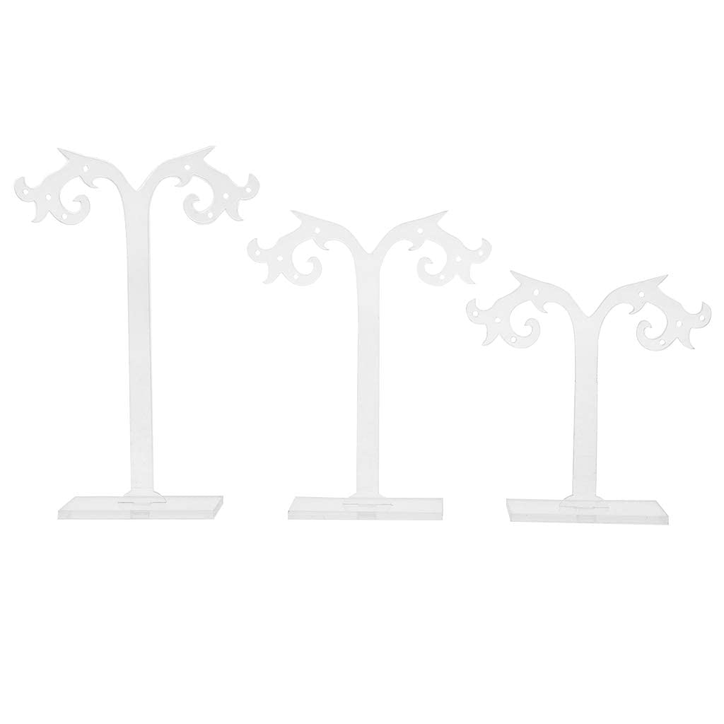 Diarypiece 3 Pcs Earring Ear Stud Jewelry Display Stand, Acrylic Showcase Storage Hanger Show Rack