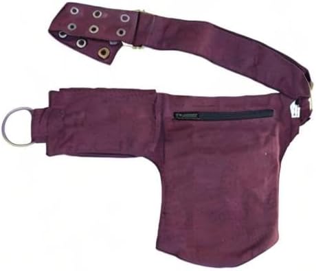 Waist Pack, Renaissance Bag for Women, Maroon Canvas Waist Bags, Thigh Bag with Multiple Pockets, Adjustable Hip Belt Bag for Travel, Work, School, Festival Party - Image 9