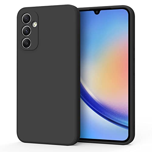 Silicone Case for Samsung Galaxy A34 5G Case Silky-Soft Touch Gel Rubber Full Protective Shockproof Liquid Bumper Cover for Samsung Galaxy A34 5G Black
