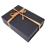 ZJchao Grande Confezione Regalo Nera con Coperchio Magnetico 13,78x9,84x4,06 Pollici Elegante Fiocco in Nastro per San Proposta di Compleanno Gioielli Profumi Regali