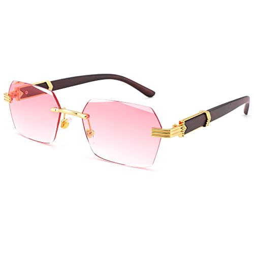 Image of COASION Fashion Rimless Frameless Sunglasses for Women Men Y2k Retro Sun Glasses Square Tinted Glasses