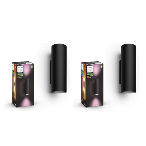 Philips Hue White & Color Ambiance Appear Outdoor Wall Light (1,180 lm), 2-Pack, dimmable Wall Light for The Hue Lighting System with 16 Million Colours, Smart Light Control via Voice or app, Black - Image 2