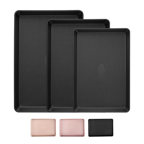 Sakerplus Nonstick Baking Sheet Set of 3, Heavy Duty Cookie Sheets for Oven