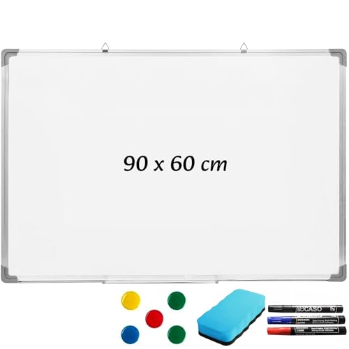 Magnetic White Board Dry Wipe 90 x 60 cm Aluminium Frame Whiteboard for Walls in Home Office and School