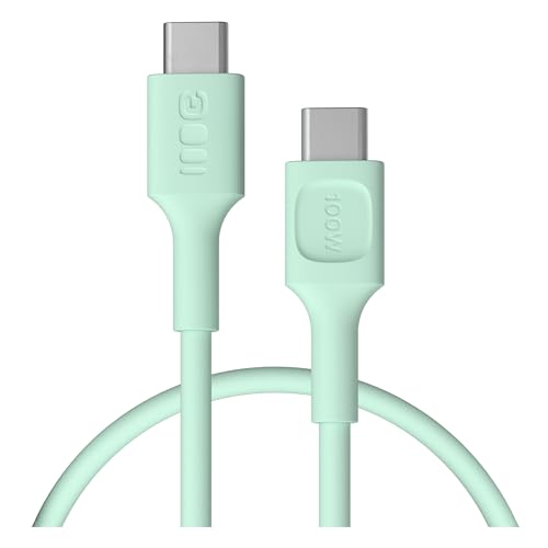 Green Cell PowerFlex USB-C Kabel 100W 30cm – Kurzes USB C auf USB C Ladekabel – Flexibles, weiches Silikonkabel für Powerbank, iPhone 16, iPad, MacBook – 480 Mbps Datenkabel (Minze, 30)