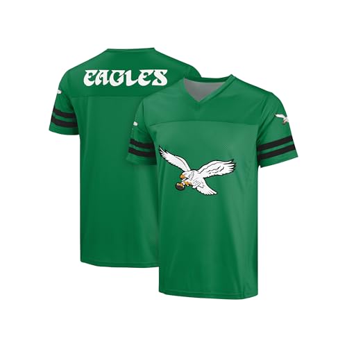 FOCO NFL Men's Officially Licensed Throwback Retro Primary Logo Game Day Football Jersey (Size XX-Large, Philadelphia Eagles - Kelly Green)