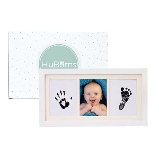 HuBorns - Kit Marco Huellas Bebe Recien Nacido, Cuadro con Tinta para Huella de Pie y Manos Recien Nacidos, No Tóxico, Regalos Bebes Originales Niño y Niña