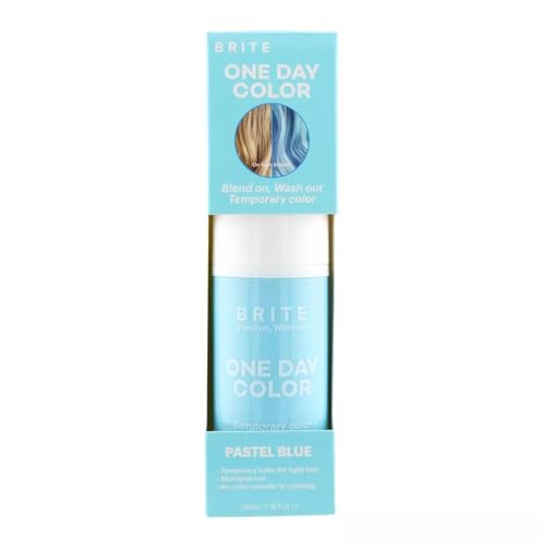 Brite One-Day Hair Color Mousse - Pastel Blue - Perfect For Lighter Hair with Mess-Free Application - Temporary Hair Color Dye (Pastel Blue, 3.38 Fl Oz)