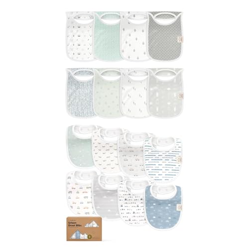 KeaBabies 8-Pack Baby Bibs for Boys, Girls and 8-Pack Baby Drooling Bibs for Infant - Pull-on Drool Catcher for Teething Infant - Soft and Absorbent Teething Cloth for Toddlers