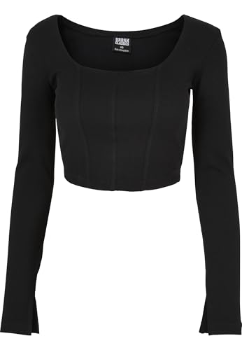Urban Classics Ladies Short Rib Corsage Longsleeve T-Shirt Femme en coton stretch premium