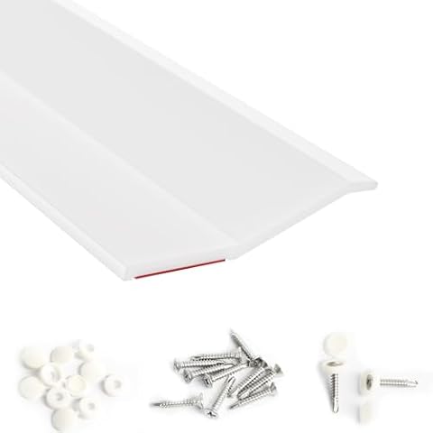 Elvone Garage Door Seal Top and Sides, 40 FT Universal TPE Weather Stripping Garage Door Trim Seal Weatherproofing Garage Door Seals with Nails and Lids in White Cover