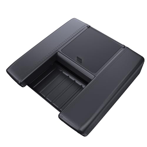 WEIPIN for 2022~2026 Tundra (SR/SR5/Limited) 2-in-1 Silicone Center Console Armrest Cover& Armrest Hidden Privacy Tray - [OEM Design& Friendly Liquid Silicone Rubber] - Thin Black by WEIPIN - Used condition - US$37.99