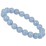 ELEDORO Stretch Armband aus echten Edelsteinen-Perlen 10mm: für Energie und Harmonie (Angelit)