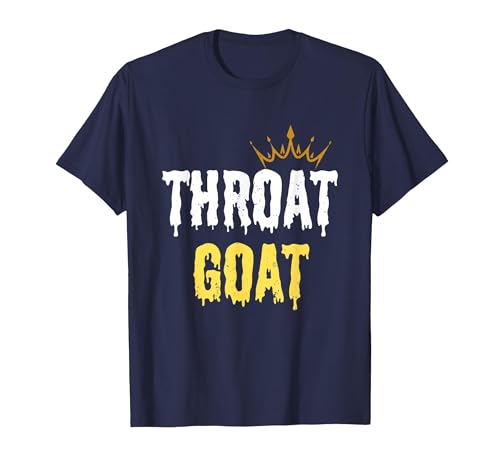 Throat Goat Funny Sex Joke Dirty Adult Humor T-Shirt, Men, Navy Blue, X-Large