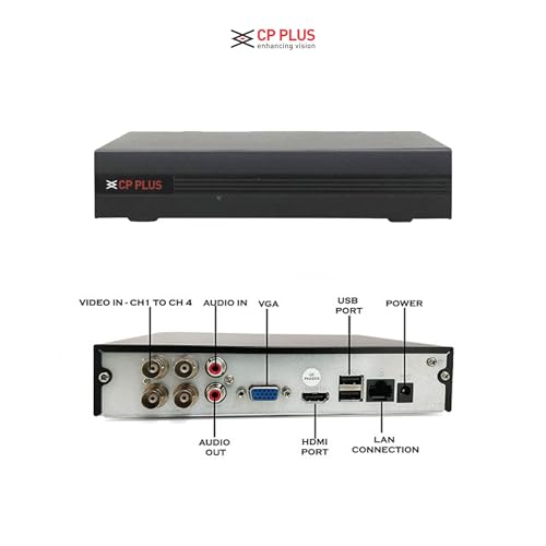 Image of CP Plus illumax 5MP 4 Channel DVR, 5MP 4 Bullet Cameras [Color Night Vision + Built-in Audio MIC + SMART Dual Light + Motion Detection] + 1 TB HDD + CLOCITE 4 CH SMPS + CCTV Cable + BNC /DC