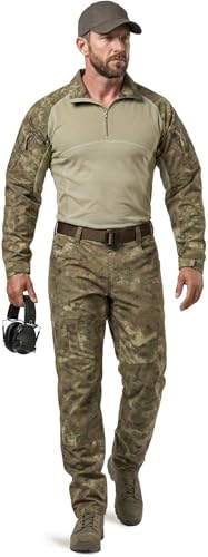 Image of CQR Men's Tactical Combat Shirt, 1 /4 Zip Long Sleeve Breathable Military BDU Training Top for Shooting, Hunting, Range Use