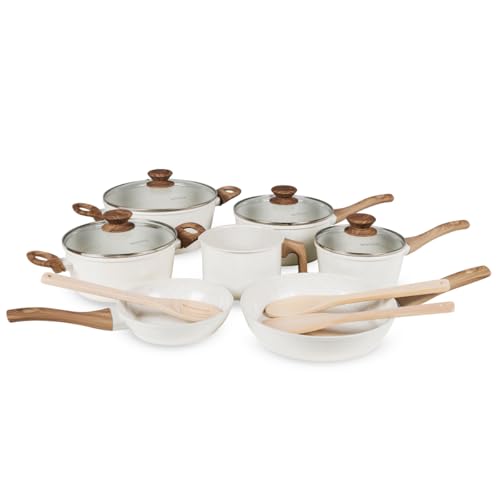 Jogo de Panelas 10 Peças Vanilla Cerâmica Tripla Camada Antiaderente Soft Touch Compatível... Jogo de Panelas 10 Peças Vanilla Cerâmica Tripla Camada Antiaderente Soft Touch Compatível...