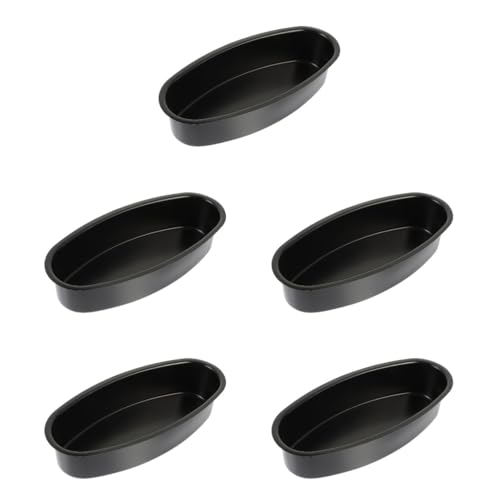Cabilock 5 Piezas Molde De Pastel Ovalado Tortita Moldes De Pan Para Hornear Sartenes Molde Para Tarta De Queso Para Hornear Horneado De Moldes De Queso Tapas Ramequines Acero Carbono Black