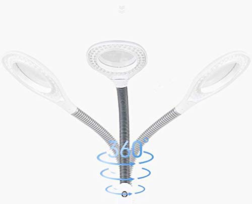 Lente d'ingrandimento, lampada da terra con ingrandimento a LED 5X - Lente d'ingrandimento a spettro completo luminoso a luce diurna Lente in vetro illuminata - Luce da terra a collo d'oca regolabil