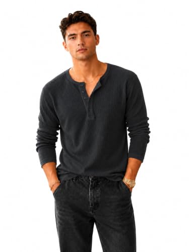 Image of NETCLICK Men's Textured Fabric Solid Half-Open Collar T-Shirt | Full Sleeve, Casual