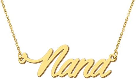 Aoloshow Nana Name Necklaces for Womens Gold Nameplate Jewelry Wedding Gifts