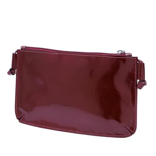 Bolsa Feminina Couro Bovino Legítimo Transversal Zíper Mariart 200 (Purple Verniz)