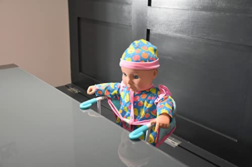 Kookamunga Kids Baby Doll High Chair - Clips Onto Tables - Doll High Chair For 18 Inch Dolls - Hook On Doll Chair For Table - Portable Feeding Chair For Dolls - Blue Rainbow #TOP3