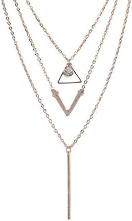 Yellow Chimes Women's/Girls St Elegant and Beautiful Sequins Multi Layered Geometric Long Chain Crystal Cubic Zirconia and Gold Plated Base Metal Choker Necklace (Golden)