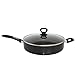 Mirro A79782 Get A Grip Aluminum Nonstick Jumbo Cooker Deep Fry Pan with Glass Lid Cover Cookware, 12-Inch, Black