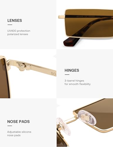 SOJOS Narrow Rectangle Polarized Sunglasses Womens Mens Retro Sun Glasses Vintage Shades SJ1249A4
