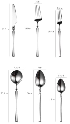 ONUIFIKE Silverware Set, 304 Stainless Steel Knife And Fork Spoon Home Hotel Thickened Steak Knife And Fork Dessert Spoon, Home Cutlery Flatware Set(4Set)