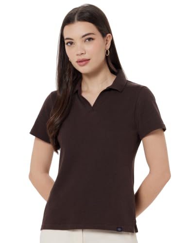 Image of Amazon Brand - Symbol Women Casual Polo T-Shirt | V-Neck | Regular Fit | Short Sleeve
