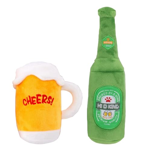 Juguete de perro de cerveza, juguete de peluche interactivo robusto para masticar, botella de cerveza chirriante, lindo perro masticable, juguete de peluche , divertido juguete de taza de cerveza