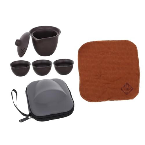 LOLIPPYY 旅行用コンパクト茶具 紫砂カンフーティーポット壺杯 携帯バッグ付 軽量でアウトドアキャンプやホテルでのお茶に