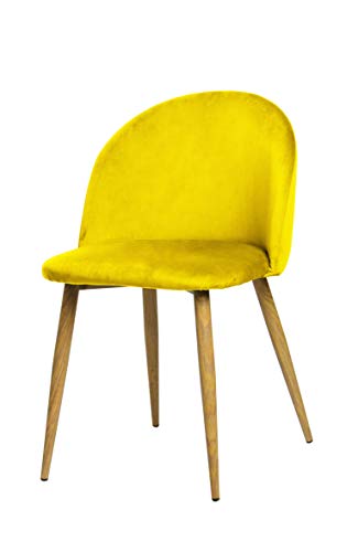 La Silla Española Pedraza Silla de Comedor Estilo Vintage, Terciopelo, Amarillo, 46 x 47 x 77 cm