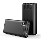 Portable Charger Power Bank 50000mAh Built-in Cables, PD 20W Fast Charging Large Capacity Battery Pack, 5 Output 2 Input LED Display Powerbank Compatible with iPhone Samsung Pixel/Camping Travel