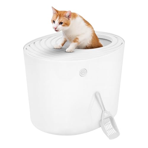 Iris Ohyama, Maison de Toilette pour Chat avec Pelle, Max. 7 kg, Blanc, Ouverture en Haut, Bac a Litiere avec Couvercle, Amovible, pour Chaton, Grande...