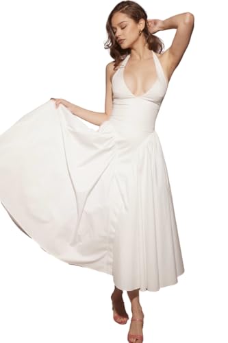 Mekong Delta Marilyn on The Move White Summer Dress (US, Alpha, Large, Regular, Regular, White)
