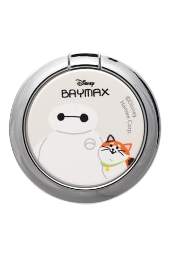 iFace Finger Ring Holder ディズニー スマホリング 薄型 フラットタイプ (ベイマックス&モチ/ホワイト)【iPhone/Android対応 360度回転 リングホルダー アイフェイス 落下防止 スタンド スマートフォン リング ホ