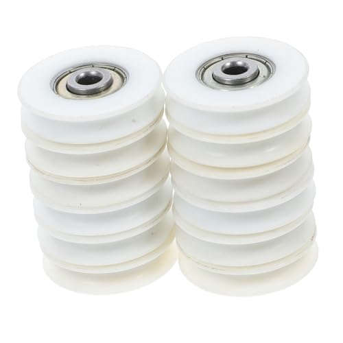 Mipcase 1セット プーリーベアリング 溝ガイドプーリー 溝玉軸受 U溝ローラー 引き戸の車輪 ベアリングプーリーホイール U字溝ホイール ユーグルーブプーリーローラー 白い Pa6 12個