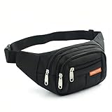 GRACETOP Marsupio uomo Sportivo Running Outdoor Escursioni Cintura Corsa da Uomo Donna Impermeabile con 4 Zip-Marsupio con la Tracolla Regolabile per Corsa Ciclismo Escursione Campeggio (Nero)